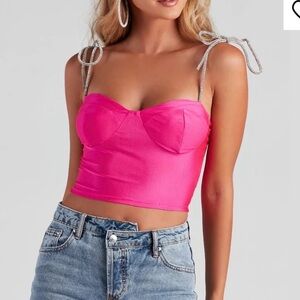Windsor Hot Pink Bustier Crop Top